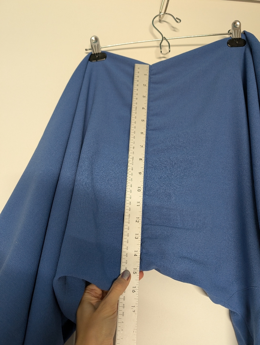 Elegant Blue Long-Sleeve Handmade Sapphire Vintage Bat Wing Pencil Dress Classic - Picture 12 of 13
